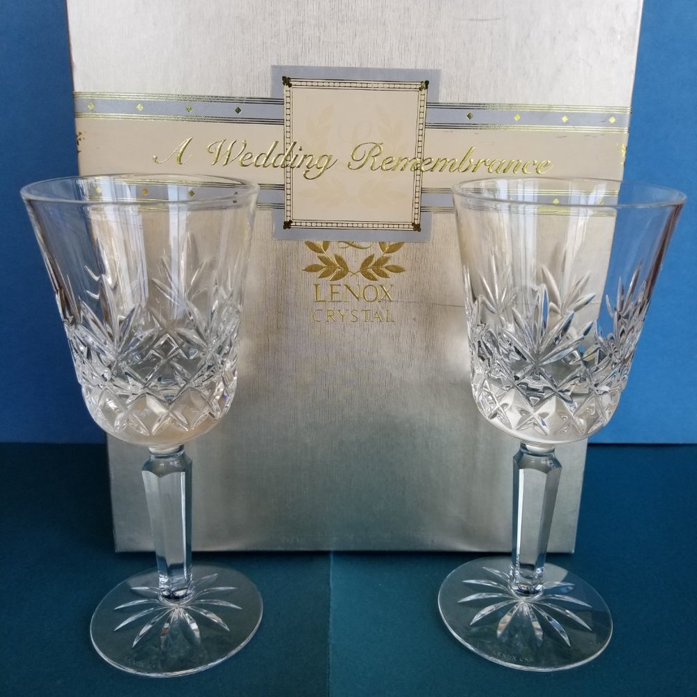 NEW Lenox Charleston Fine Crystal Wine Glasses, Made in USA, Set of 2